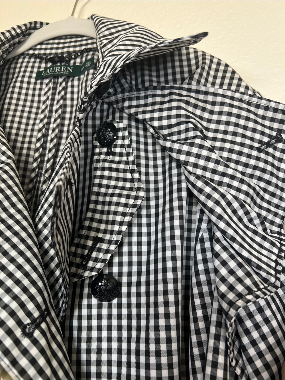 Lauren Ralph Lauren Black & White Gingham Rain Jacket, size 18W - Picture 8 of 10
